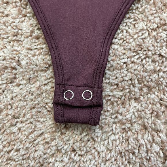 Forever 21 Sculpt Butter Seamless Thong Bodysuit V Neck Long Sleeve Purple NWT S - Picture 11 of 16